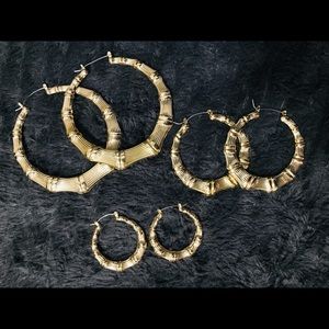 Gold Bamboo Hoop Earrings